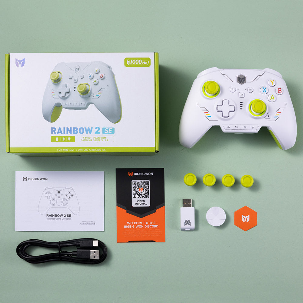 BIGBIG WON Rainbow 2 SE Game Controller, Hall Effect Trigger, 12-bit ADC, 4-way & 8-way D-pads, Compatible with Switch / PC / Android / iOS - Green