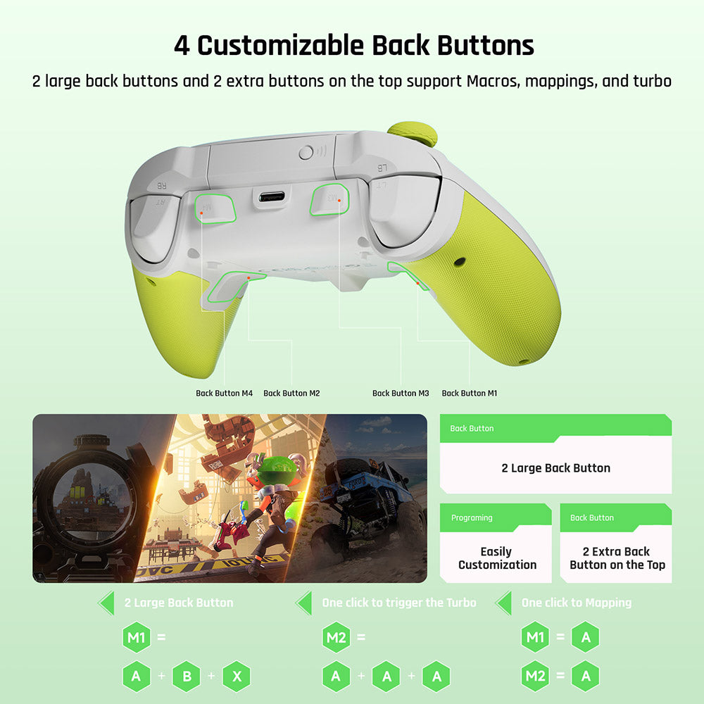 BIGBIG WON Rainbow 2 SE Game Controller, Hall Effect Trigger, 12-bit ADC, 4-way & 8-way D-pads, Compatible with Switch / PC / Android / iOS - Green
