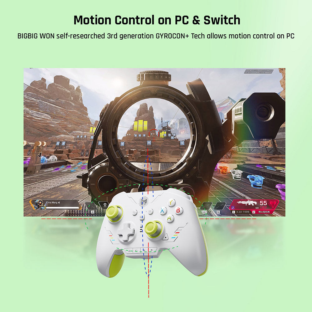 BIGBIG WON Rainbow 2 SE Game Controller, Hall Effect Trigger, 12-bit ADC, 4-way & 8-way D-pads, Compatible with Switch / PC / Android / iOS - Green