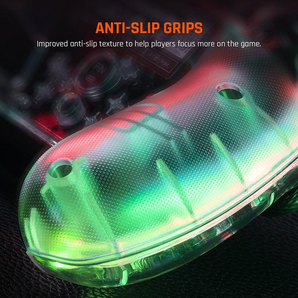 BIGBIG WON Rainbow Lite Wired Game Controller, RGB Light, Custom Buttons, Compatible with Switch / Windows 10 & 11 PC