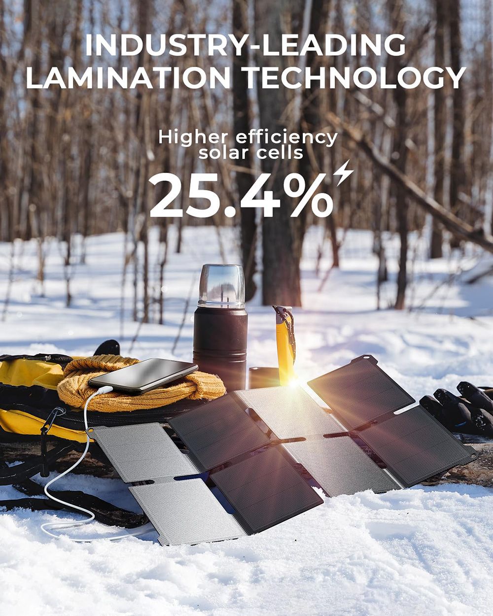 BigBlue P25 25W Portable Solar Panel Charger, USB-A and USB-C Ports, IP68 Waterproof, for Backpacking Compatible with Cellphones, Tablets, Power Bank