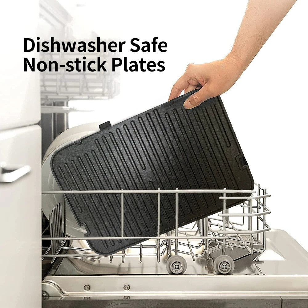 BioloMix BCG02D 2000W Electric Contact Grill, Removable/Reversible & Non-stick Plates, Smokeless, LCD Display & Digital Control, Opens 180 Degree