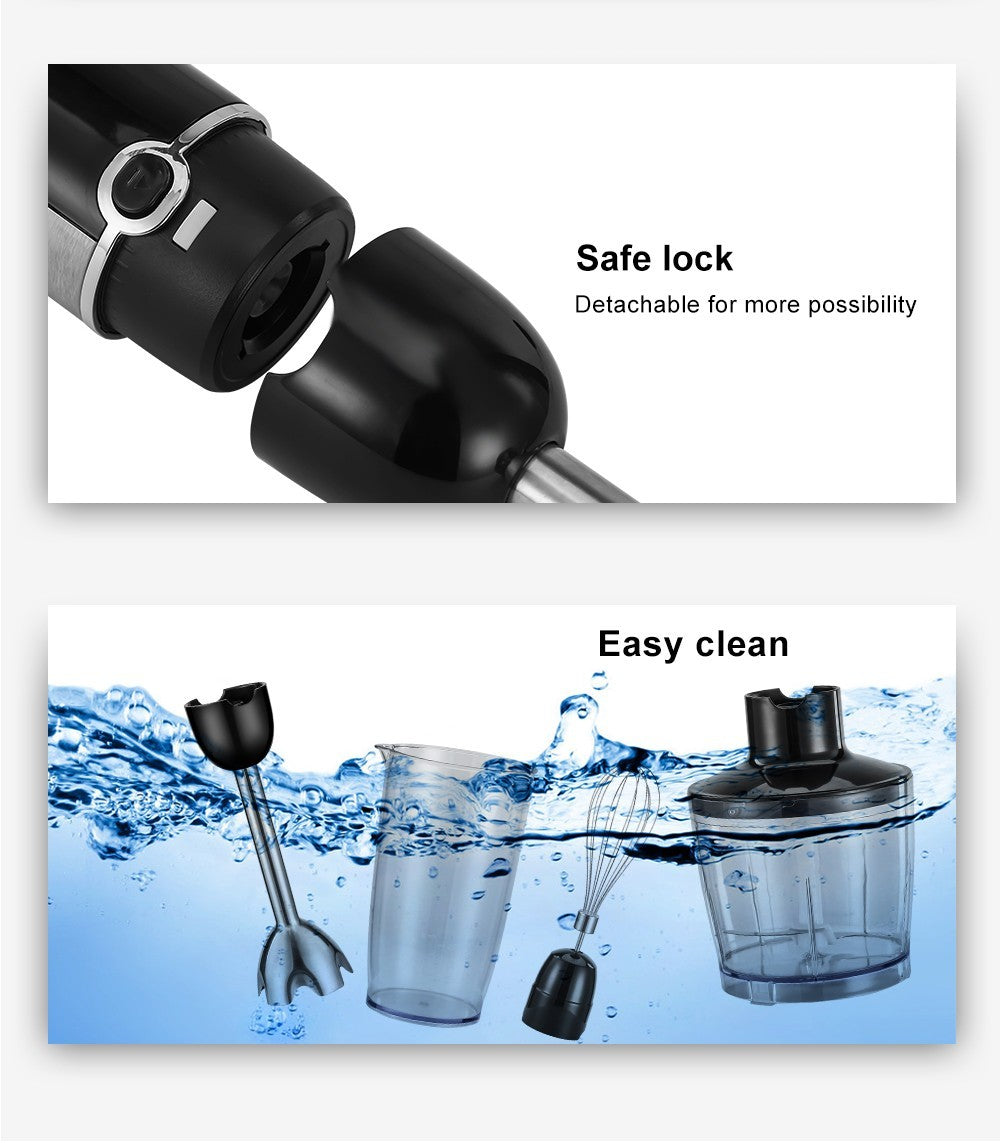 BioloMix BHB1200 4 in 1 1200W Handheld Blender Mixer, 6-speed Control, Stainless Steel Blade, 500ml Chopping Bowl, 600ml Smoothie Cup