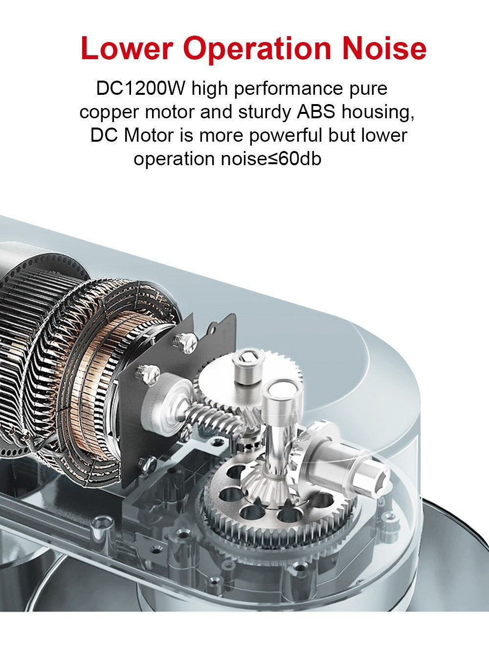 BioloMix BM601 1200W Kitchen Food Stand Mixer, Cream Egg Whisk, Cake Dough Kneader, 6L Capacity, Stainless Steel Bowl, 6-Speed, LED Display - Grey
