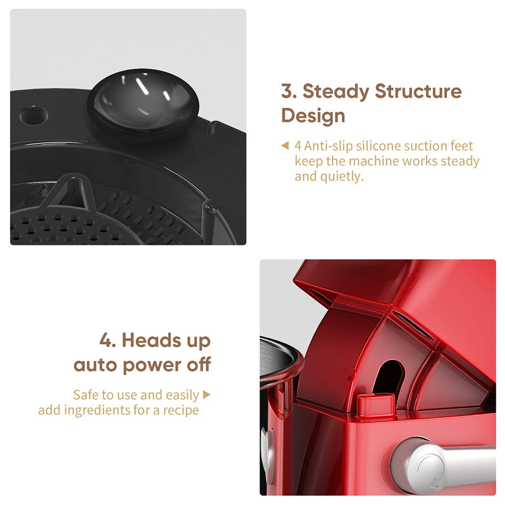 BioloMix BM602E 5L Kitchen Stand Mixer, 1200W 11-Speeds DC Motor, Digital OLED Screen, Low Noise, with Dough Hook, Flat Beater and Whisk