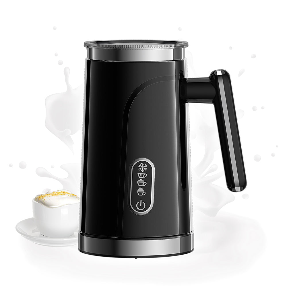 BioloMix BMF101 4 in 1 Electric Milk Frother and Warmer, Automatic Hot and Cold, for Latte, Foam Maker, Hot Chocolates, Cappuccino - Black