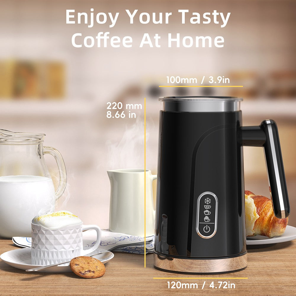 BioloMix BMF101 4 in 1 Electric Milk Frother and Warmer, Automatic Hot and Cold, for Latte, Foam Maker, Hot Chocolates, Cappuccino - Black