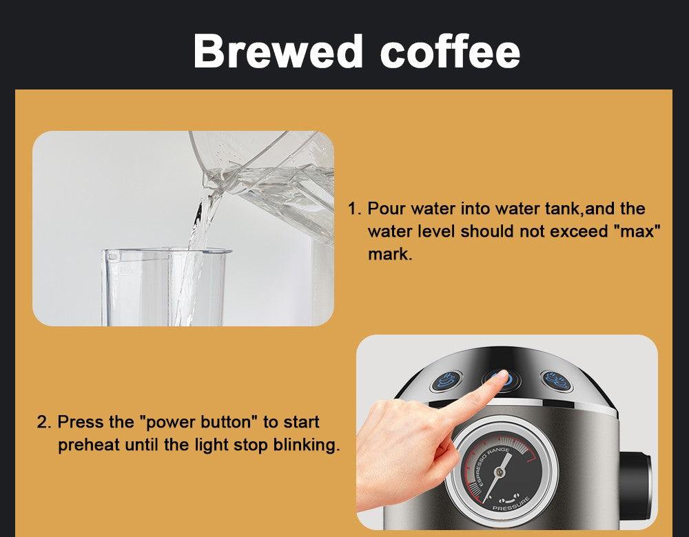 BioloMix CM7008 Semi-Automatic Espresso Coffee Maker with Milk Steam Frother Wand, 20 Bar Pressure, 1.1L Water Tank, Single/Double Cup