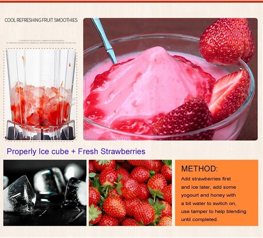 BioloMix G5200 Blender, 2200W Smoothies Mixer, 2L Capacity, Speed Adjustable - Black