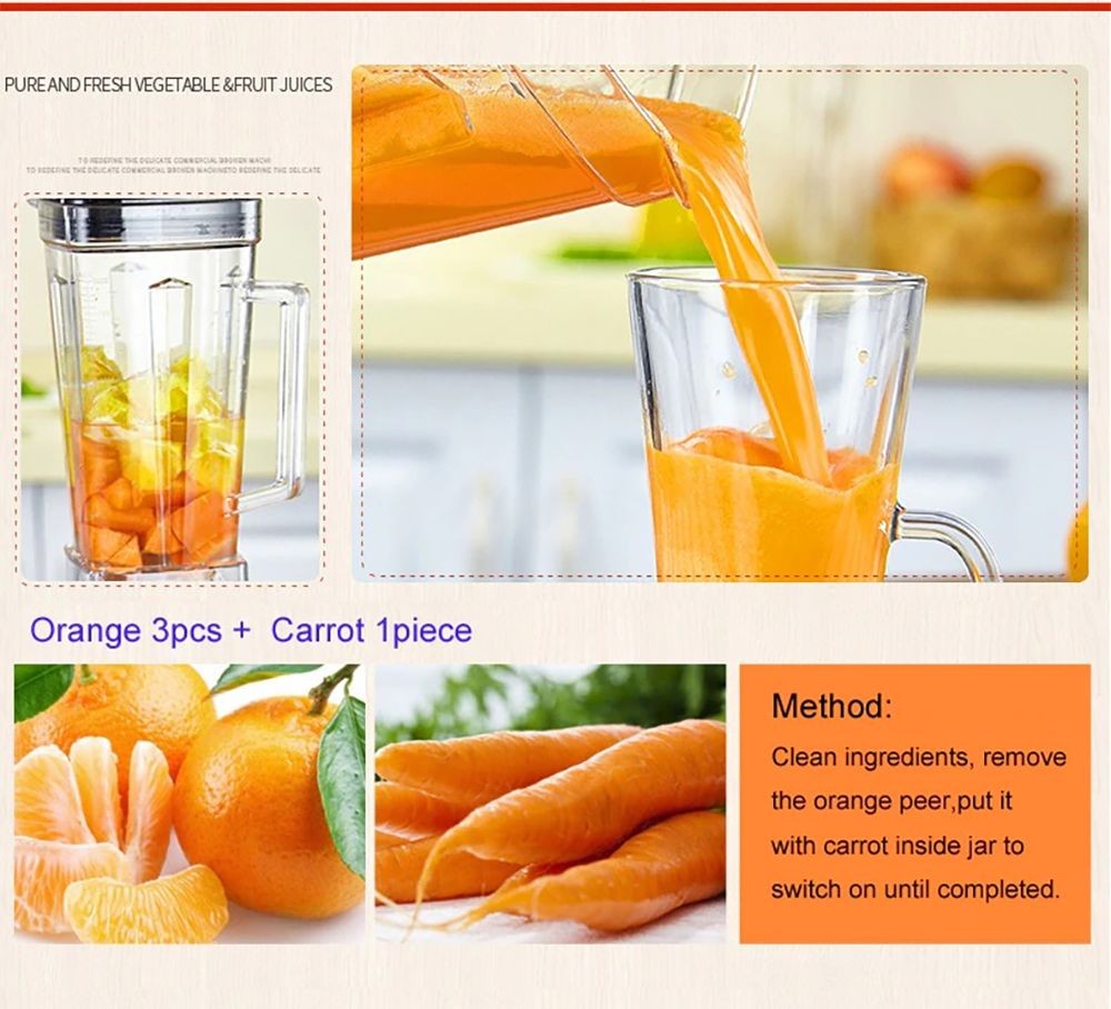 BioloMix G5200 Blender, 2200W Smoothies Mixer, 2L Capacity, Speed Adjustable - Black