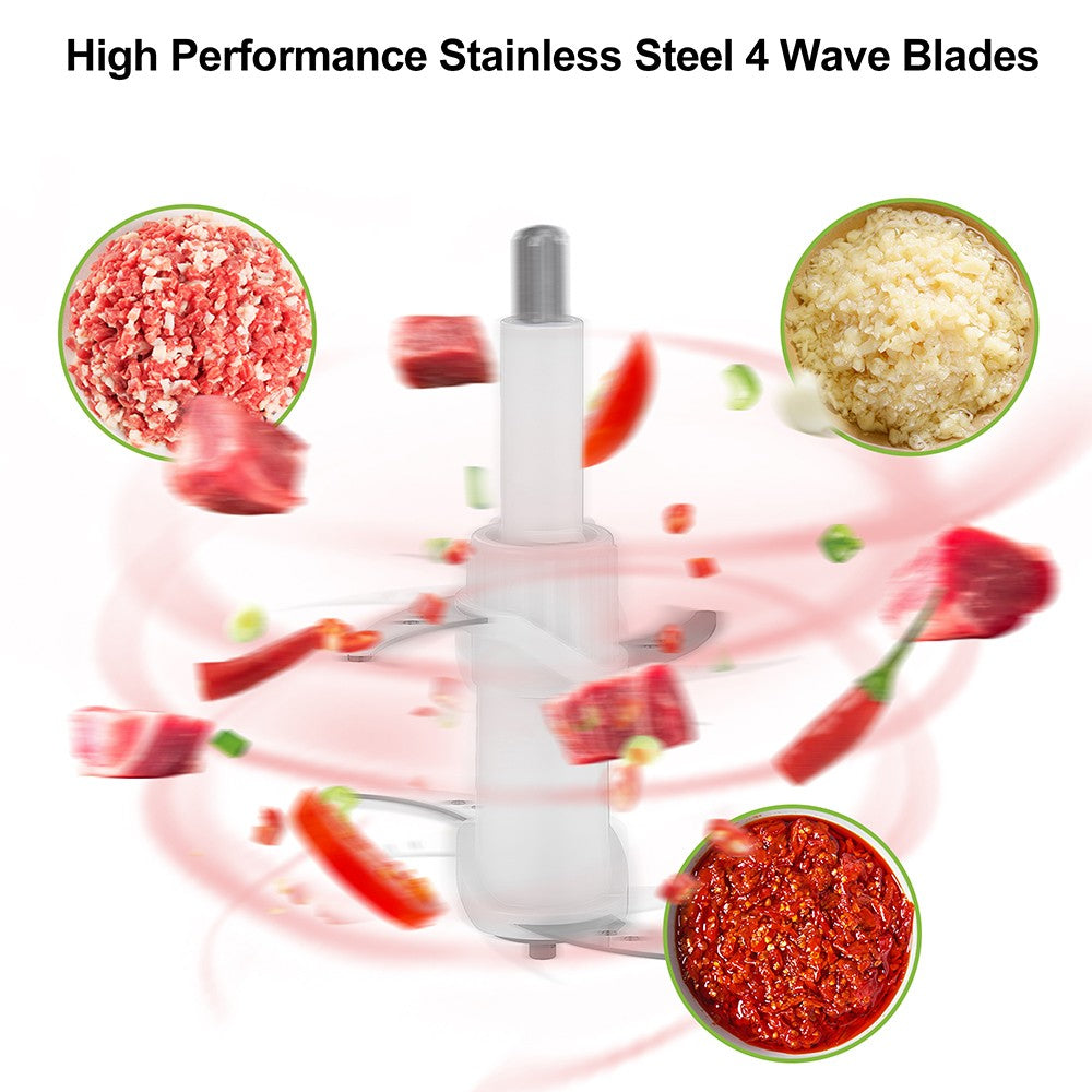 BioloMix P6001 500W Electric Meat Chopper, 1.8L Glass Bowl Food Processor Grinder, Two Speeds, for Vegetables Onion Garlic