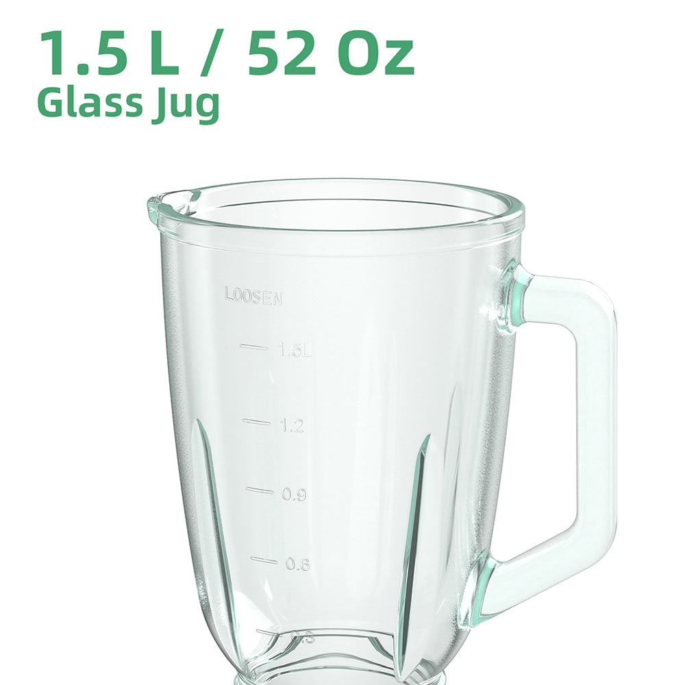 BioloMix SF701 1300W Smoothie Blender with 1.5L Glass Jar, 2 Speed Settings, Pulse Function