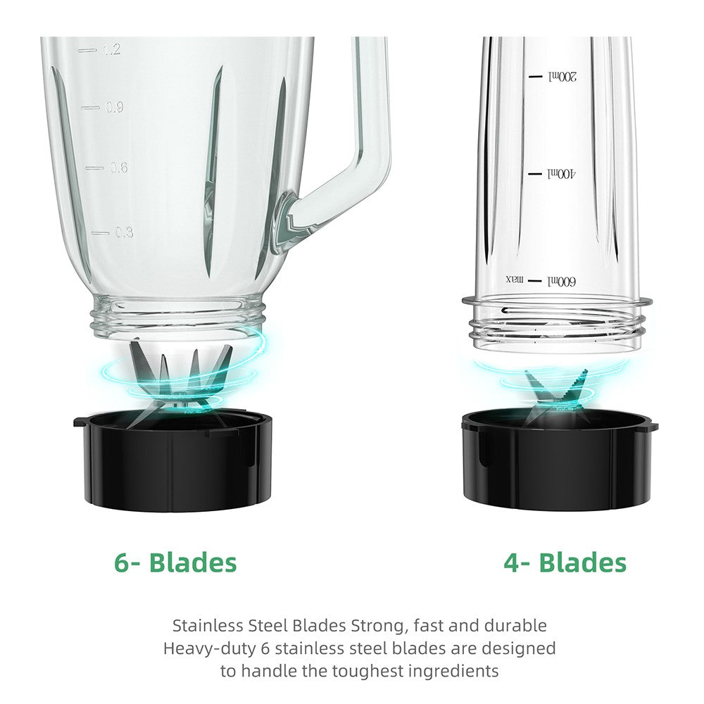 BioloMix SF701 1300W Smoothie Blender with 1.5L Glass Jar, 2 Speed Settings, Pulse Function