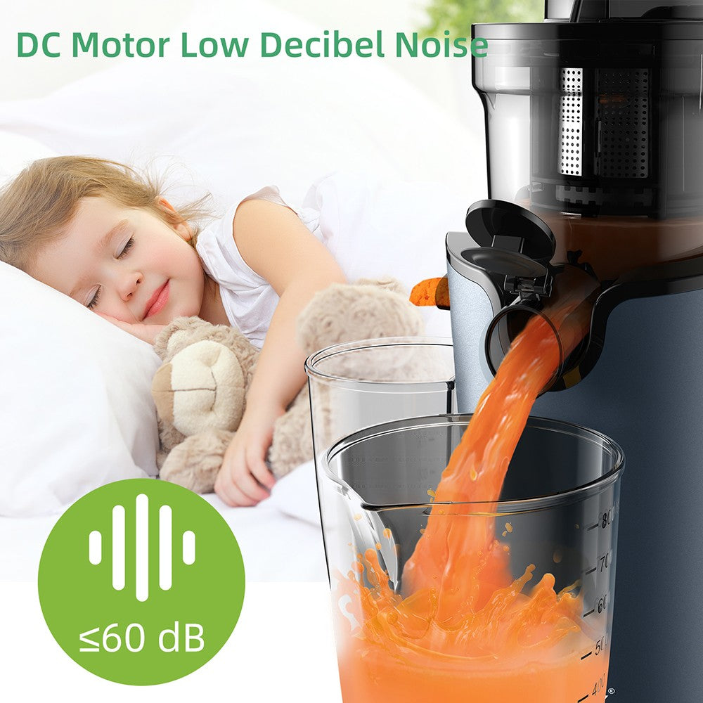 BioloMix Cold Press Juicer, with 78mm/3.07in Feed Chute, 200W 40-65RPM Powerful Motor, Low Noise Slow Masticating Juice Machine