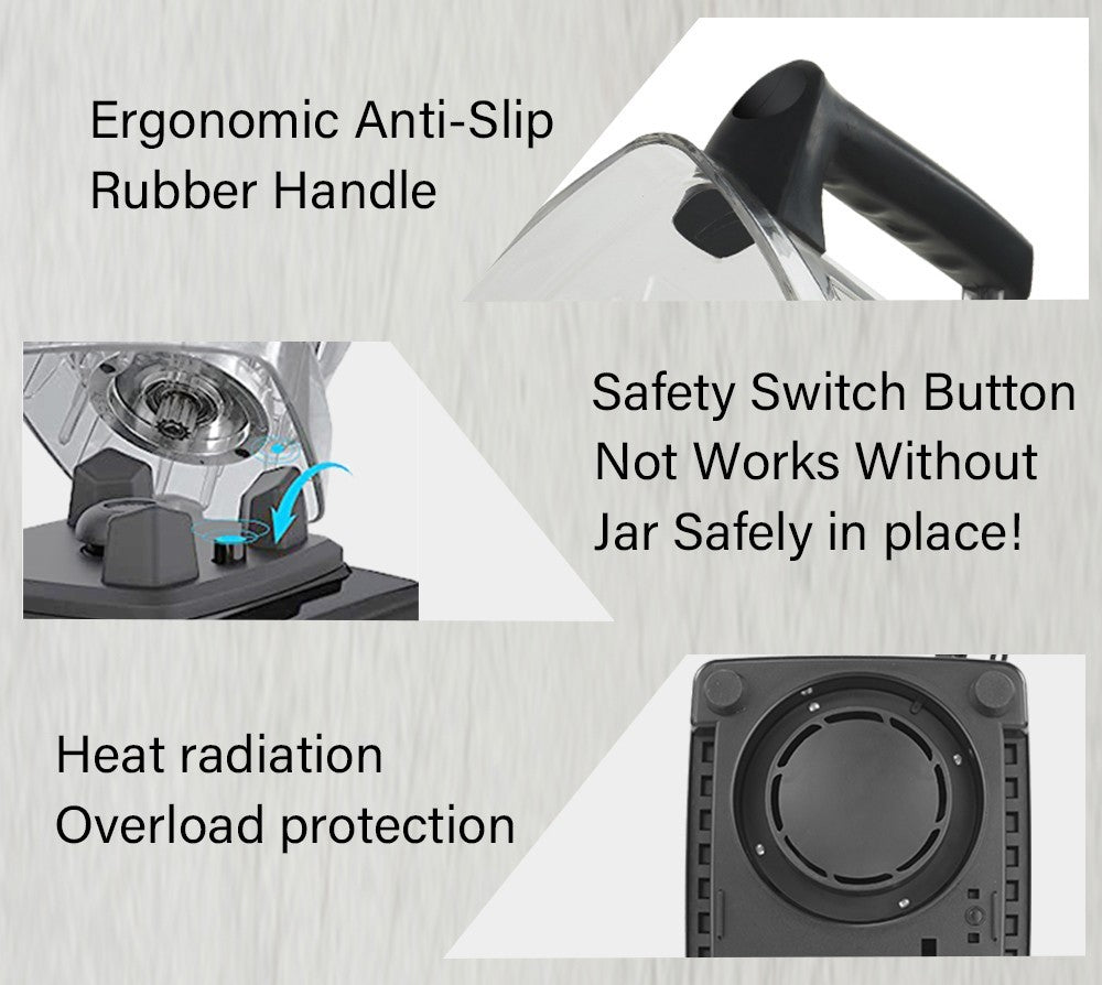 BioloMix T5200 3HP 2200W Timer Blender, Fruit Food Mixer Juicer, 2L Capacity, BPA Free