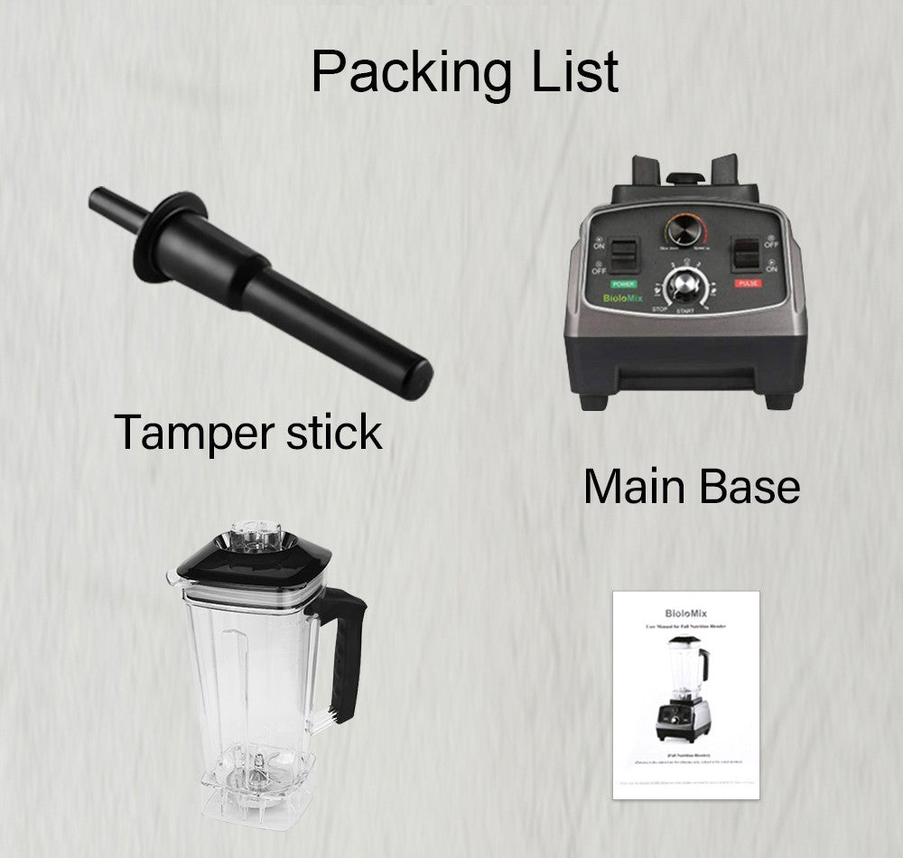 BioloMix T5200 3HP 2200W Timer Blender, Fruit Food Mixer Juicer, 2L Capacity, BPA Free