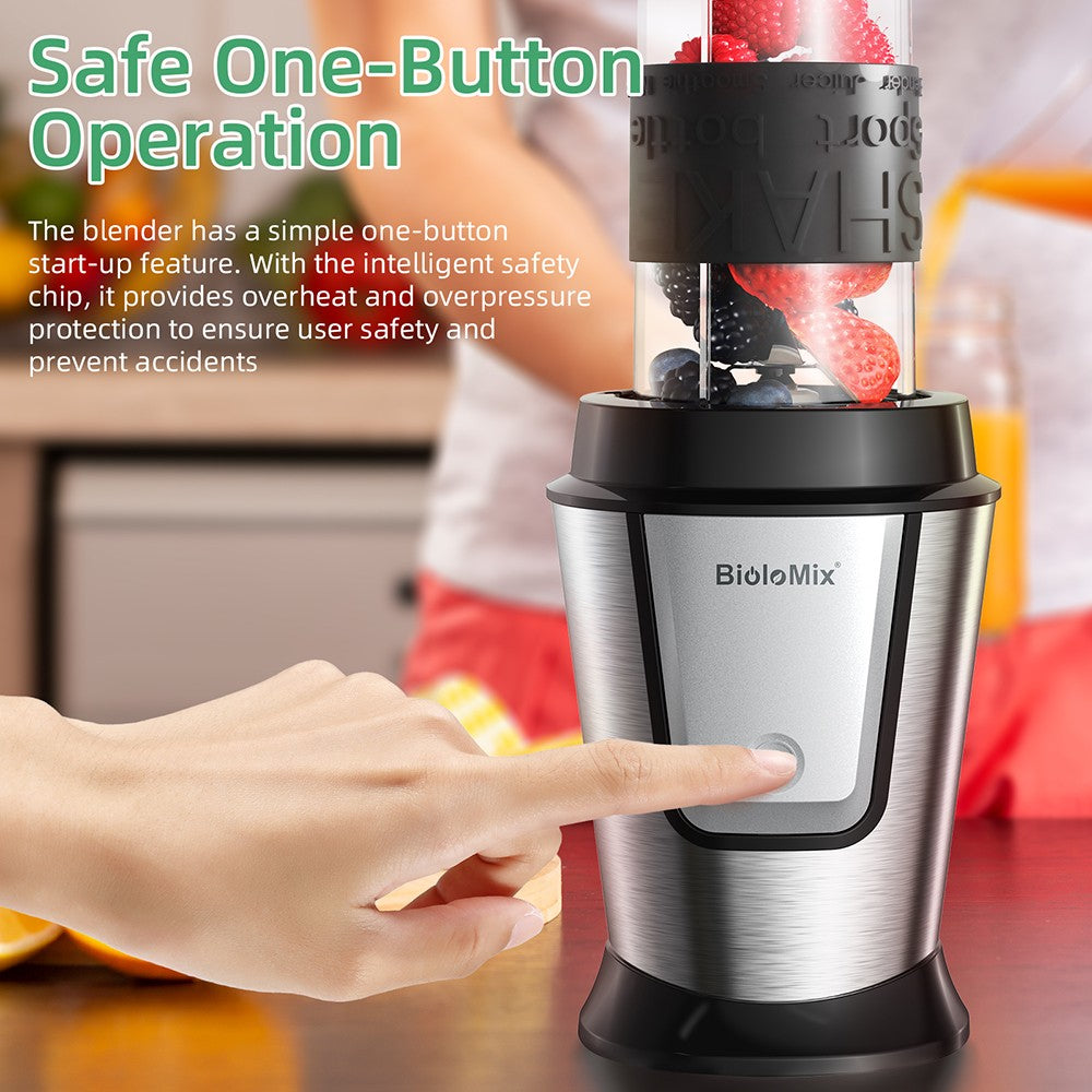 BioloMix TB23M 3-in-1 Multifunctional Food Processor, 700W Portable Juicer, Personal Blender, Meat Grinder, Coffee Spice Grinder, Meat Chopper, Smoothies, Fruits Mixer