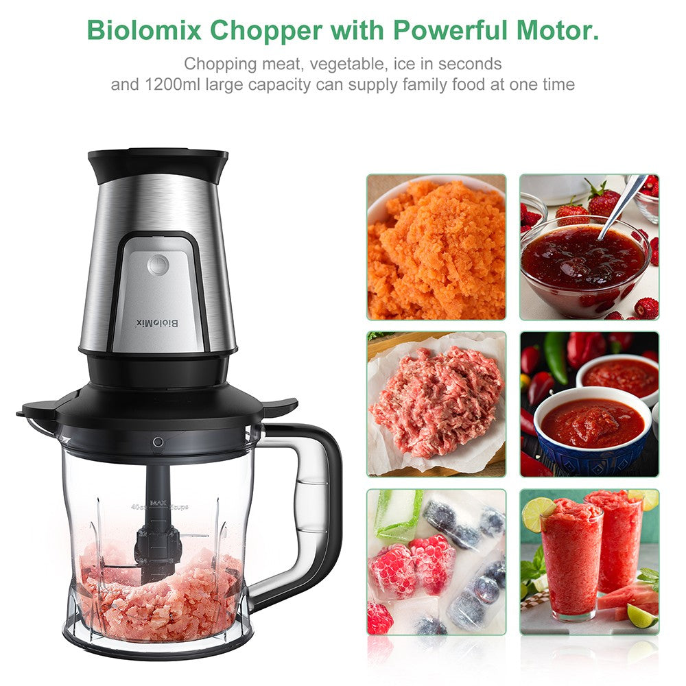 BioloMix TB23M 3-in-1 Multifunctional Food Processor, 700W Portable Juicer, Personal Blender, Meat Grinder, Coffee Spice Grinder, Meat Chopper, Smoothies, Fruits Mixer