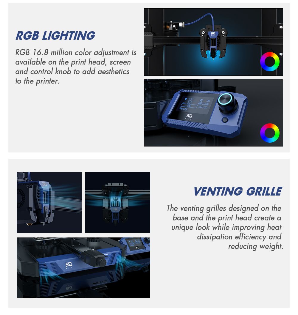 BIQU Hurakan 3D Printer, Klipper Firmware, Auto Leveling, Built-in Microprobe, Partitioned Hotbed, Silent Printing, Filament Runout Sensor, WiFi Remote Control, 220x220x270mm