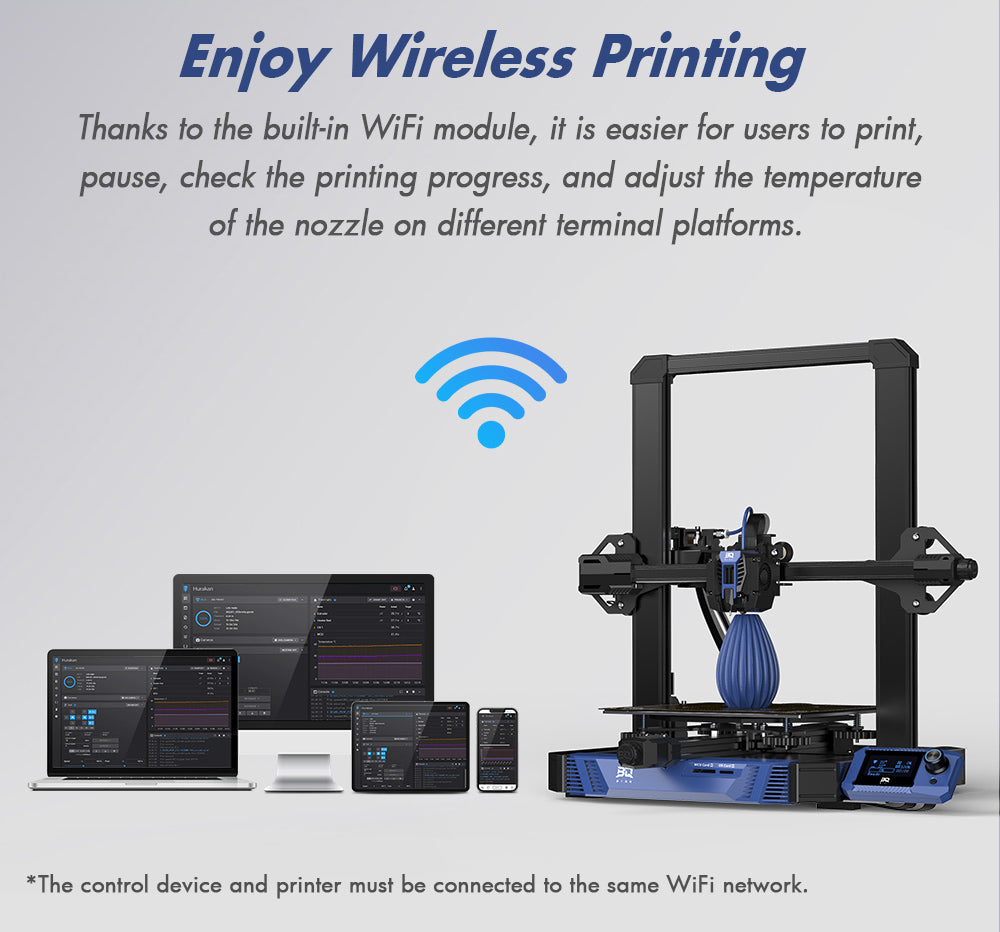 BIQU Hurakan 3D Printer, Klipper Firmware, Auto Leveling, Built-in Microprobe, Partitioned Hotbed, Silent Printing, Filament Runout Sensor, WiFi Remote Control, 220x220x270mm