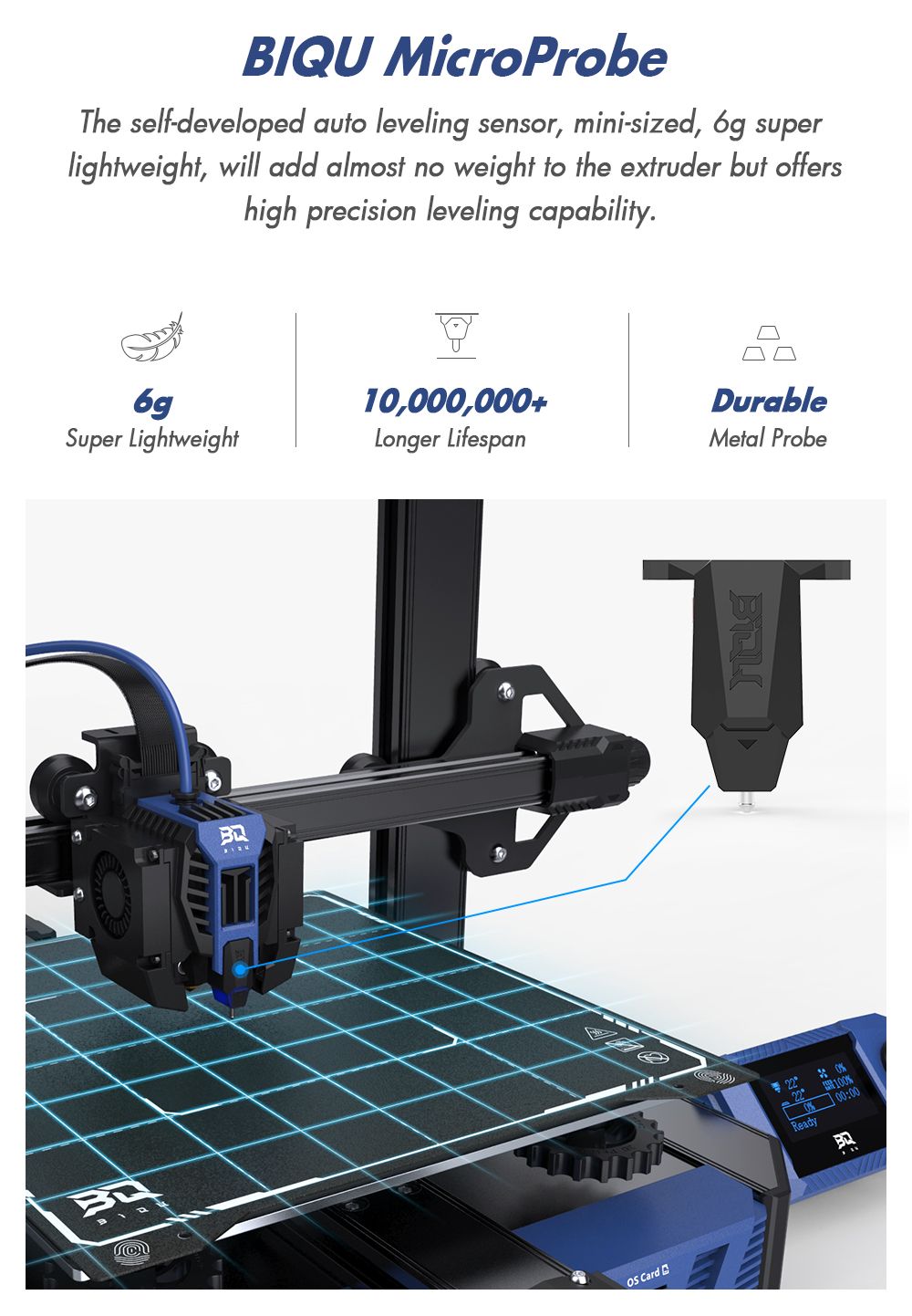 BIQU Hurakan 3D Printer, Klipper Firmware, Auto Leveling, Built-in Microprobe, Partitioned Hotbed, Silent Printing, Filament Runout Sensor, WiFi Remote Control, 220x220x270mm