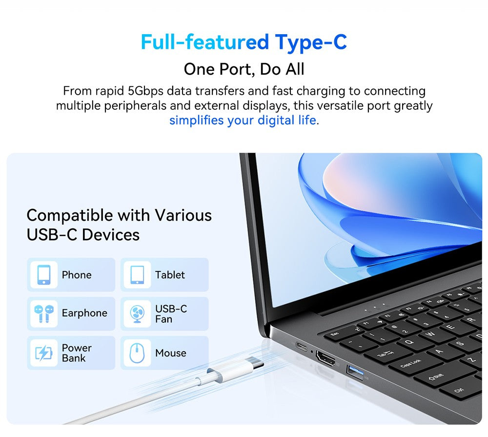 Blackview Acebook 12 Laptop, 16 inch 1920*1200 IPS Screen, Intel Core i5-1030NG7 4 Cores Max 3.5GHz, 16GB RAM 512GB SSD, WiFi 5 Bluetooth 4.2, 1*Full-featured Type-C, 2* USB 3.2, 1* USB 2.0, 1* HDMI, 1* SD Card, 1* Audio Jack, 57Wh Battery