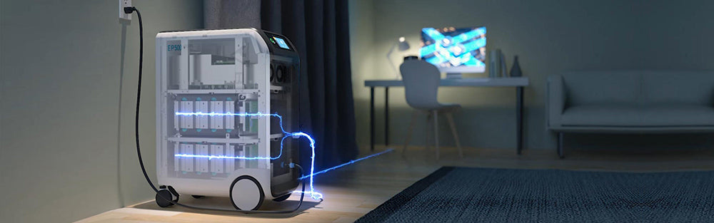 BLUETTI EP500 Portable Power Station, 5100Wh LiFePO4 Battery Solar Generator, 2000W AC Output, Seamless UPS, 15W Wireless Charging, App Control - EU Plug