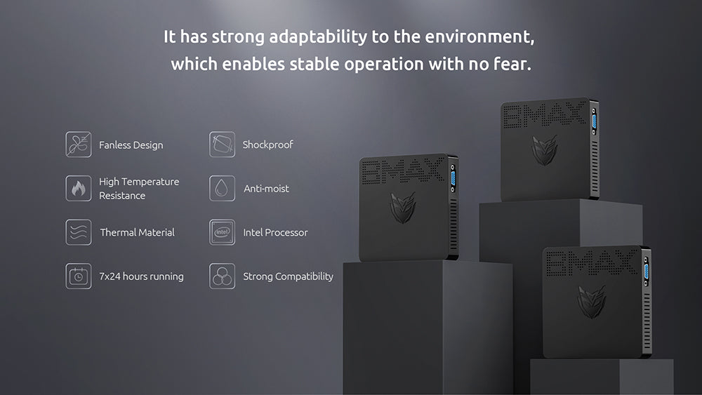 BMAX B1 Pro Mini PC Intel Gemini Lake N4000 Up to 2.6 GHz Windows 11 8GB RAM 128GB SSD 2.4G/5G Dual Band WiFi Bluetooth 4.2 - EU