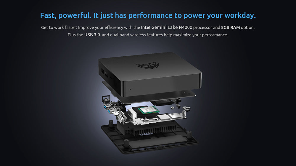 BMAX B1 Pro Mini PC Intel Gemini Lake N4000 Up to 2.6 GHz Windows 11 8GB RAM 128GB SSD 2.4G/5G Dual Band WiFi Bluetooth 4.2 - EU