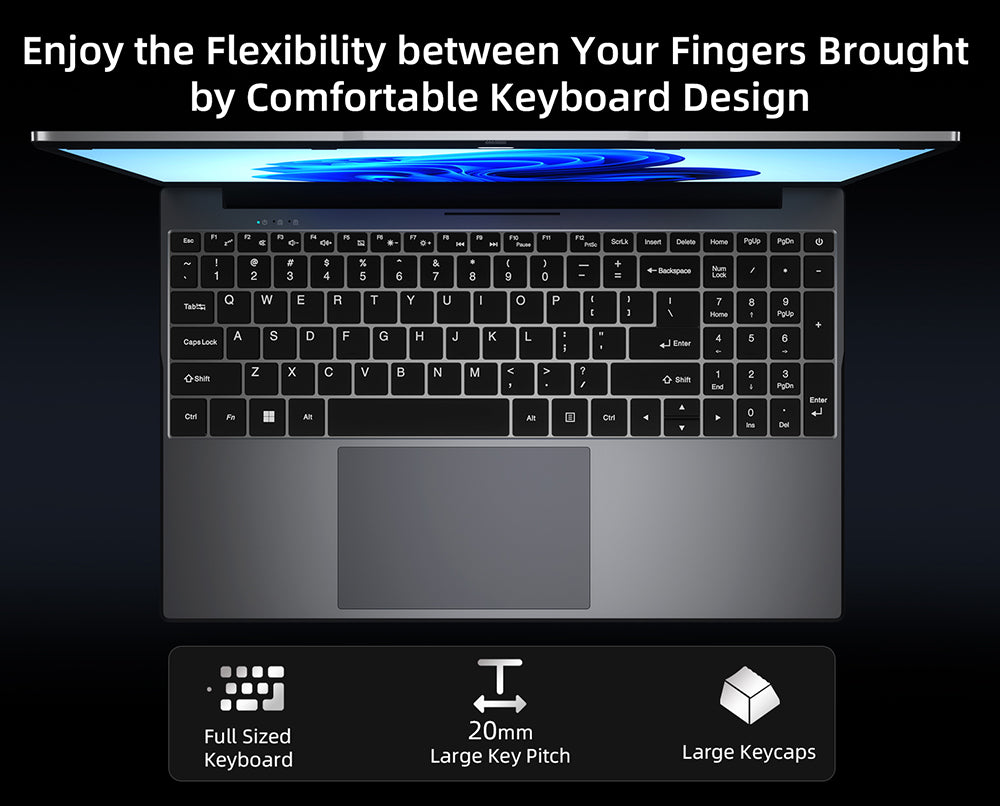 BMAX X15 Pro Laptop, 15.6 inch 1920*1080 IPS Screen, Intel N95 4 Cores Max 3.4GHz, 16GB RAM 512GB SSD, WiFi 5 Bluetooth 5.0, 5000mAh Battery, 1*Type-C, 2*USB3.2, 1*Mini HDMI, 1*Micro SD Slot, 1*Headset Jack, Full-size Keyboard