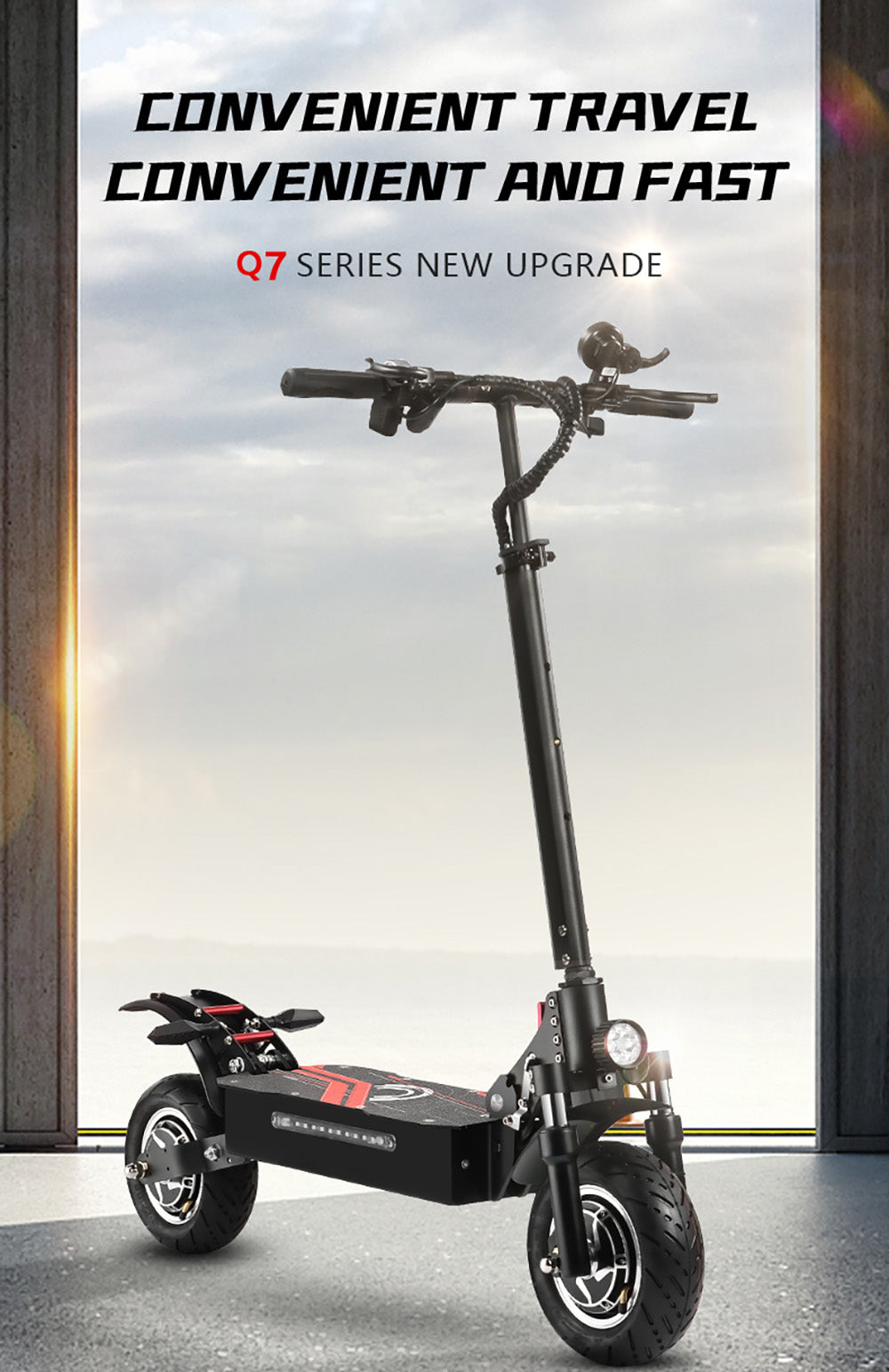 BOYUEDA Q7 Pro Electric Scooter, 2*1600W Motor, 52V 19AH Battery, 10-inch Tire, 70km/h Max Speed, 70km Range, Dual Hydraulic Disc Brakes, Front Hydraulic Shock Absorber & Rear Spring Shock Absorber, APP Control