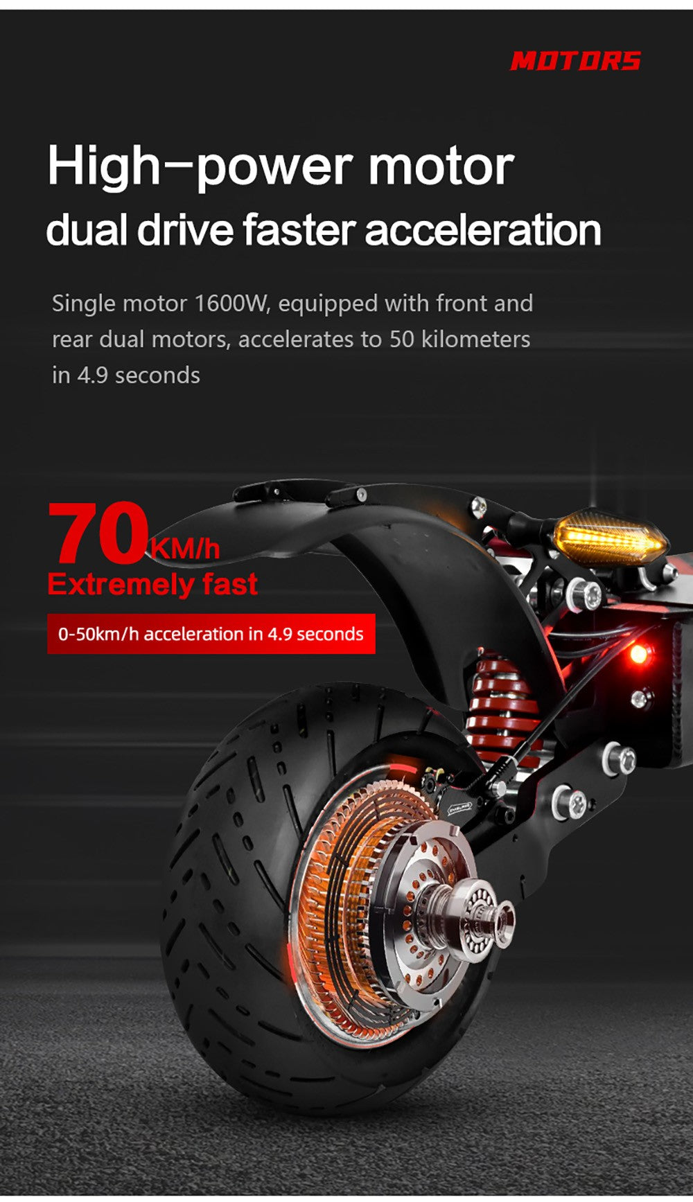 BOYUEDA Q7 Pro Electric Scooter, 2*1600W Motor, 52V 19AH Battery, 10-inch Tire, 70km/h Max Speed, 70km Range, Dual Hydraulic Disc Brakes, Front Hydraulic Shock Absorber & Rear Spring Shock Absorber, APP Control