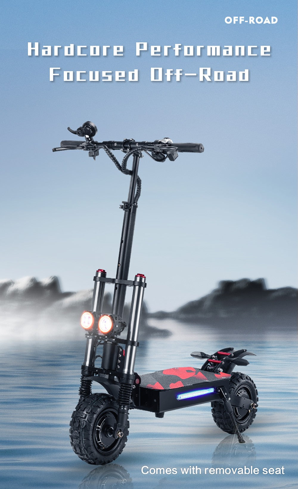 BOYUEDA S3-11 Electric Scooter, 2*3000W Motor, 60V 38AH Battery, 11-inch Tire, 85km/h Max Speed, 120km Range, Dual Hydraulic Disc Brakes, Hydraulic Shock Absorber, LCD Display