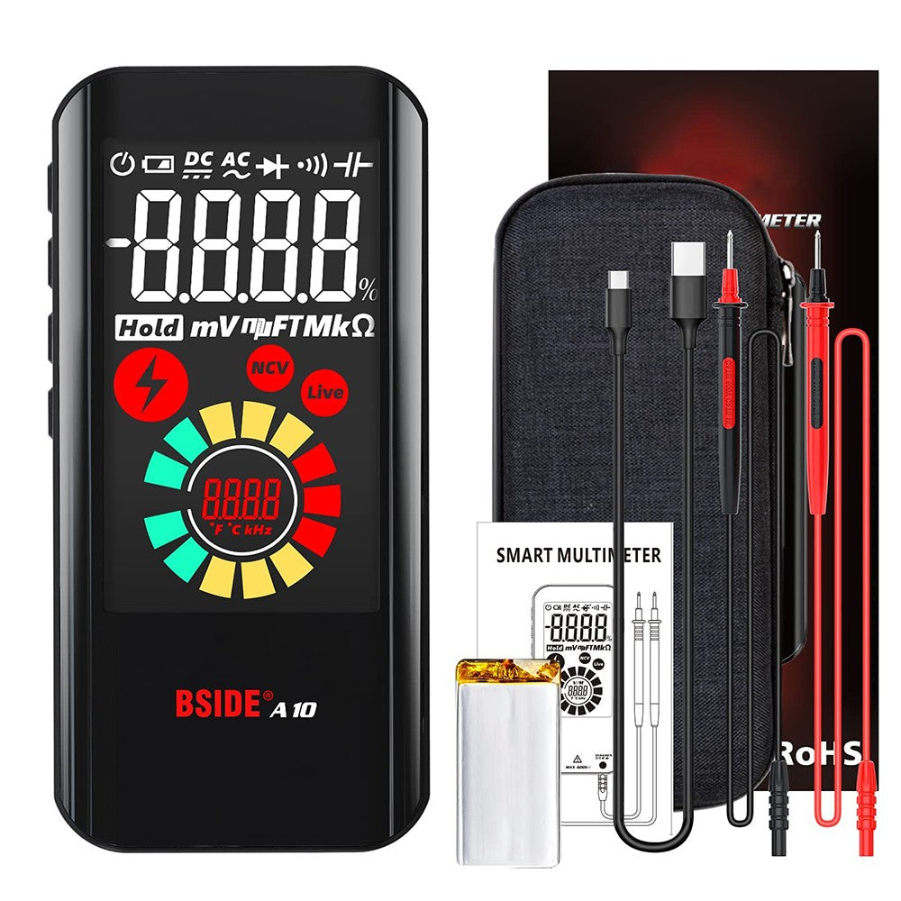 BSIDE A10 Smart Digital Multimeter, 9999 True RMS EBTN Color Display, DC AC Voltage Capacitance Ohm Diode NCV Hz Live Wire Tester