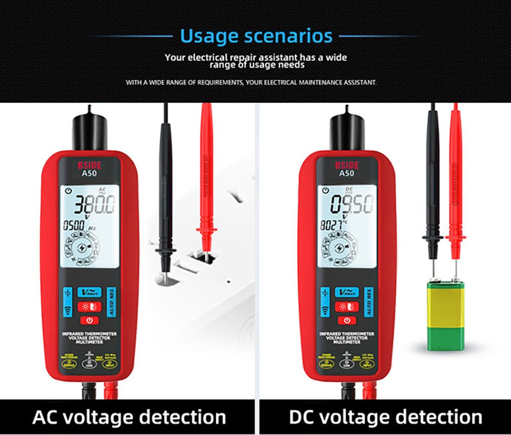BSIDE A50 Digital Multimeter, 6000 Count, Electrical Test Pen, Leakage Tester, Voltage/Current/Capacitance/Resistance Tester