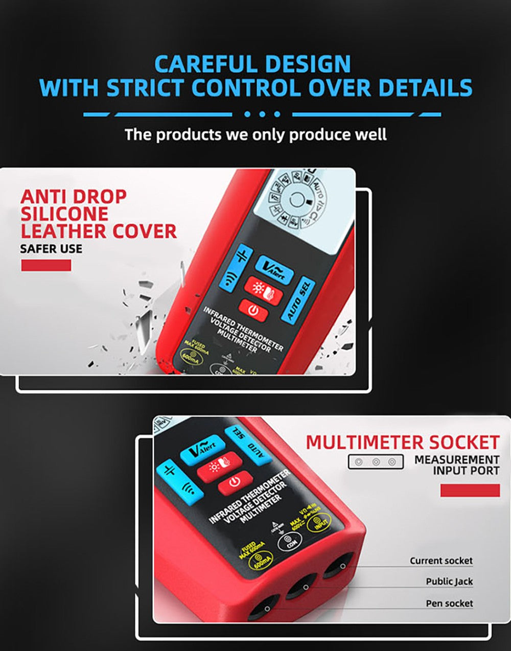 BSIDE A50 Digital Multimeter, 6000 Count, Electrical Test Pen, Leakage Tester, Voltage/Current/Capacitance/Resistance Tester