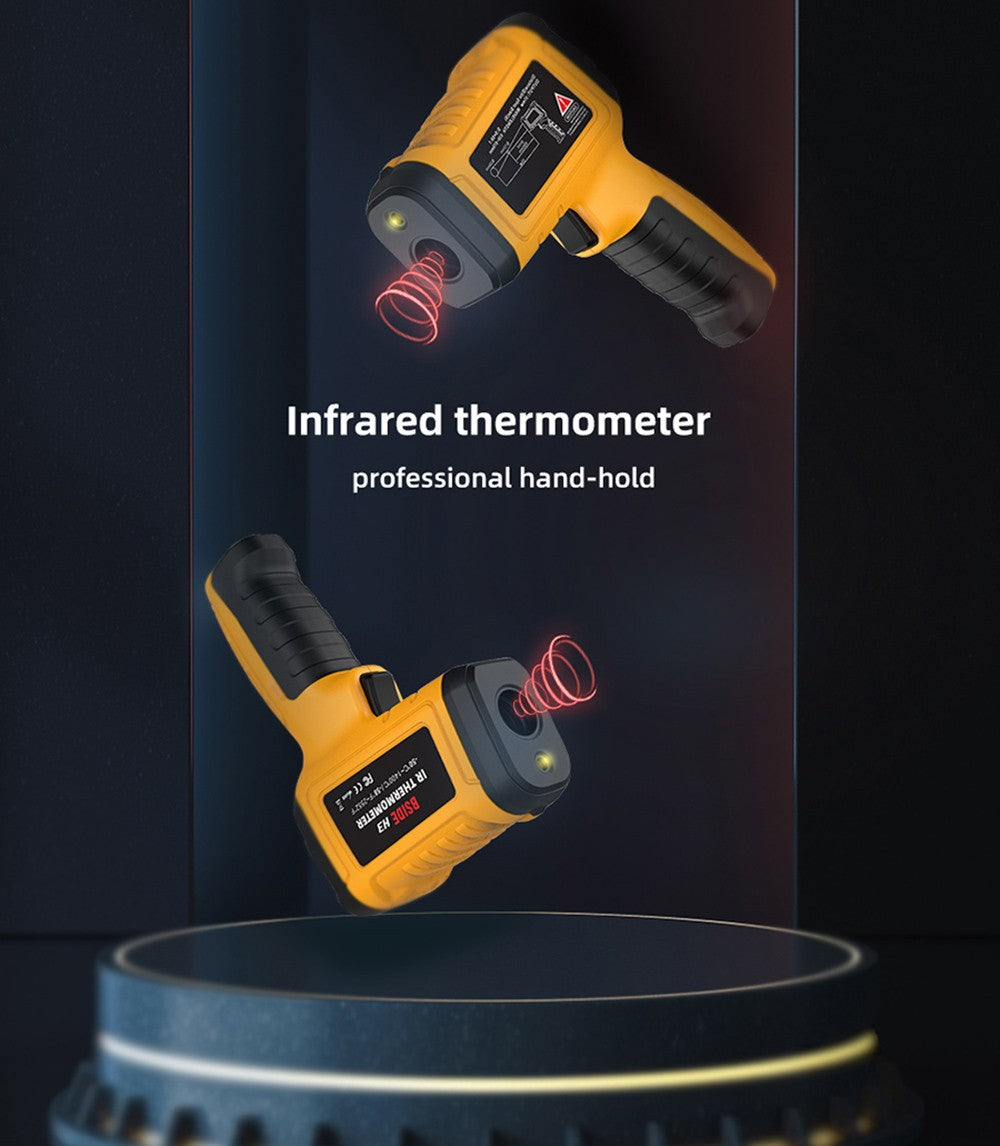 BSIDE H3 Infrared Thermometer Gun, -58℉—2552℉ Non-contact Handheld Digital Laser Industrial Temperature Measuring Tester, Yellow, No Battery
