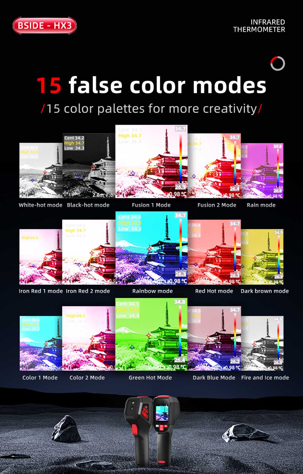 BSIDE HX3 Infrared Thermal Imaging Camera, 2.4-inch TFT LCD, 240 x 240 Resolution, -20°C to 550°C Tempearture Range, for Home Inspection HVAC Electrical