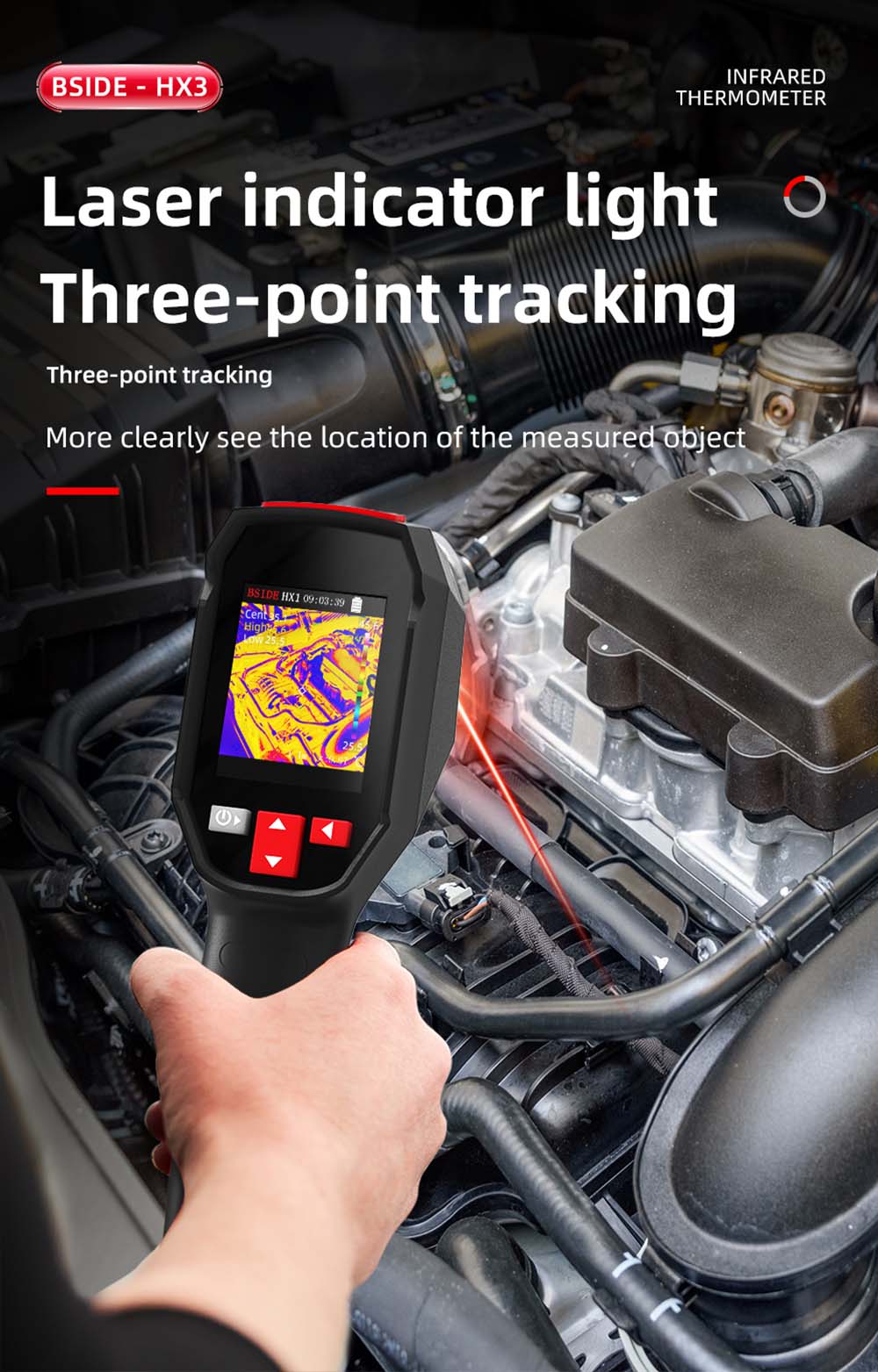 BSIDE HX3 Infrared Thermal Imaging Camera, 2.4-inch TFT LCD, 240 x 240 Resolution, -20°C to 550°C Tempearture Range, for Home Inspection HVAC Electrical