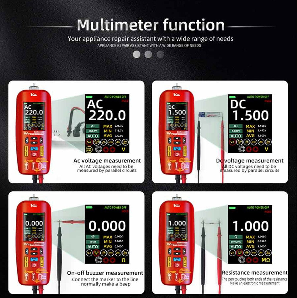 BSIDE O1 Digital Oscilloscope, Handheld Multimeter, Waveform Storage, Sampling Rate 48MSa/s 10MHz, Professional Electronic Components Tester - Red