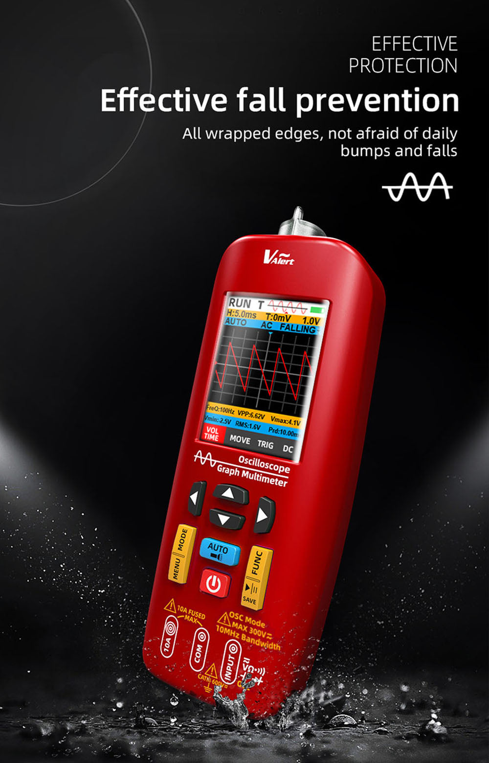 BSIDE O1 Digital Oscilloscope, Handheld Multimeter, Waveform Storage, Sampling Rate 48MSa/s 10MHz, Professional Electronic Components Tester - Red