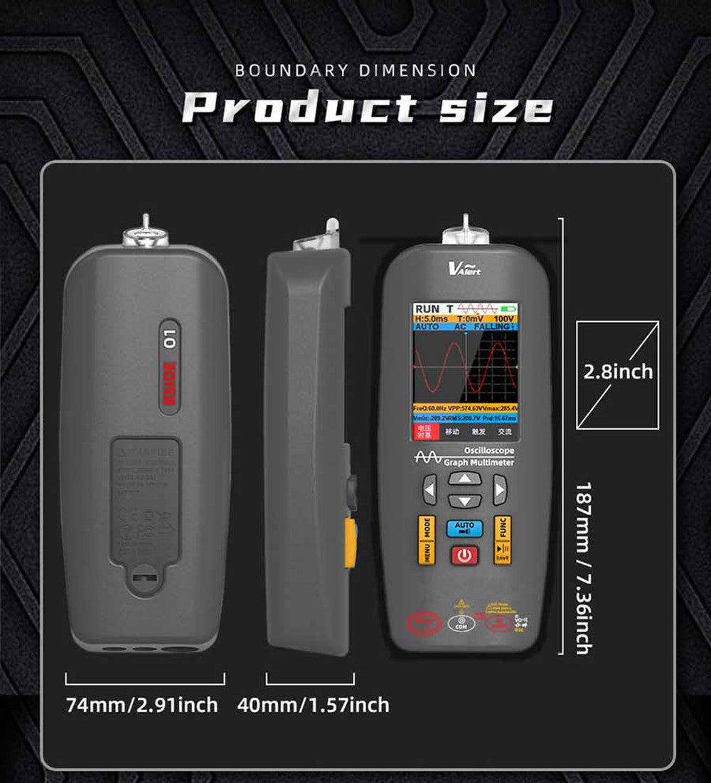 BSIDE O1X 3 in 1 Oscilloscope Multimeter Electric Pen, 10MHz Bandwidth, 2.8 inch TFT Color Screen, 2000mAh Lithium Battery, LED Flashlight