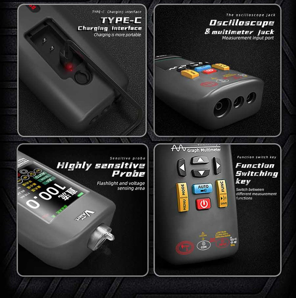 BSIDE O1X 3 in 1 Oscilloscope Multimeter Electric Pen, 10MHz Bandwidth, 2.8 inch TFT Color Screen, 2000mAh Lithium Battery, LED Flashlight