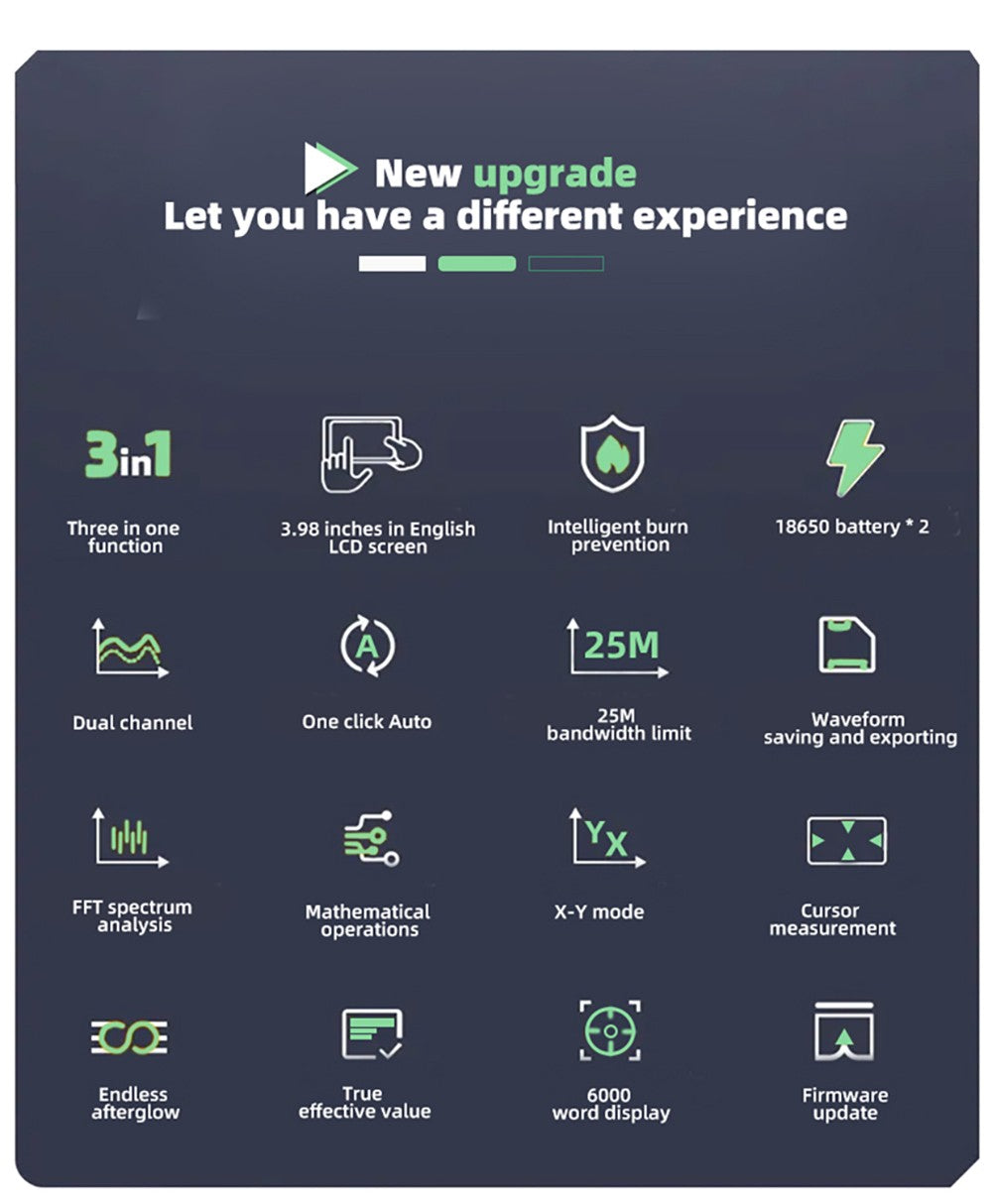 BSIDE O7 3 in 1 Oscilloscope Multimeter, Voltage/Current/Capacitance/Frequency/Resistance/Continuity/Diode Tester, 3.98