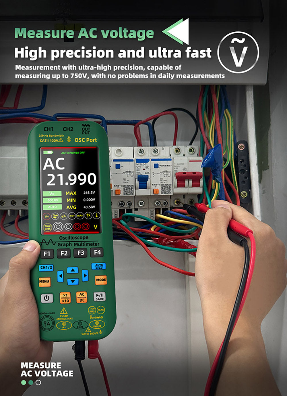 BSIDE O7 3 in 1 Oscilloscope Multimeter, Voltage/Current/Capacitance/Frequency/Resistance/Continuity/Diode Tester, 3.98
