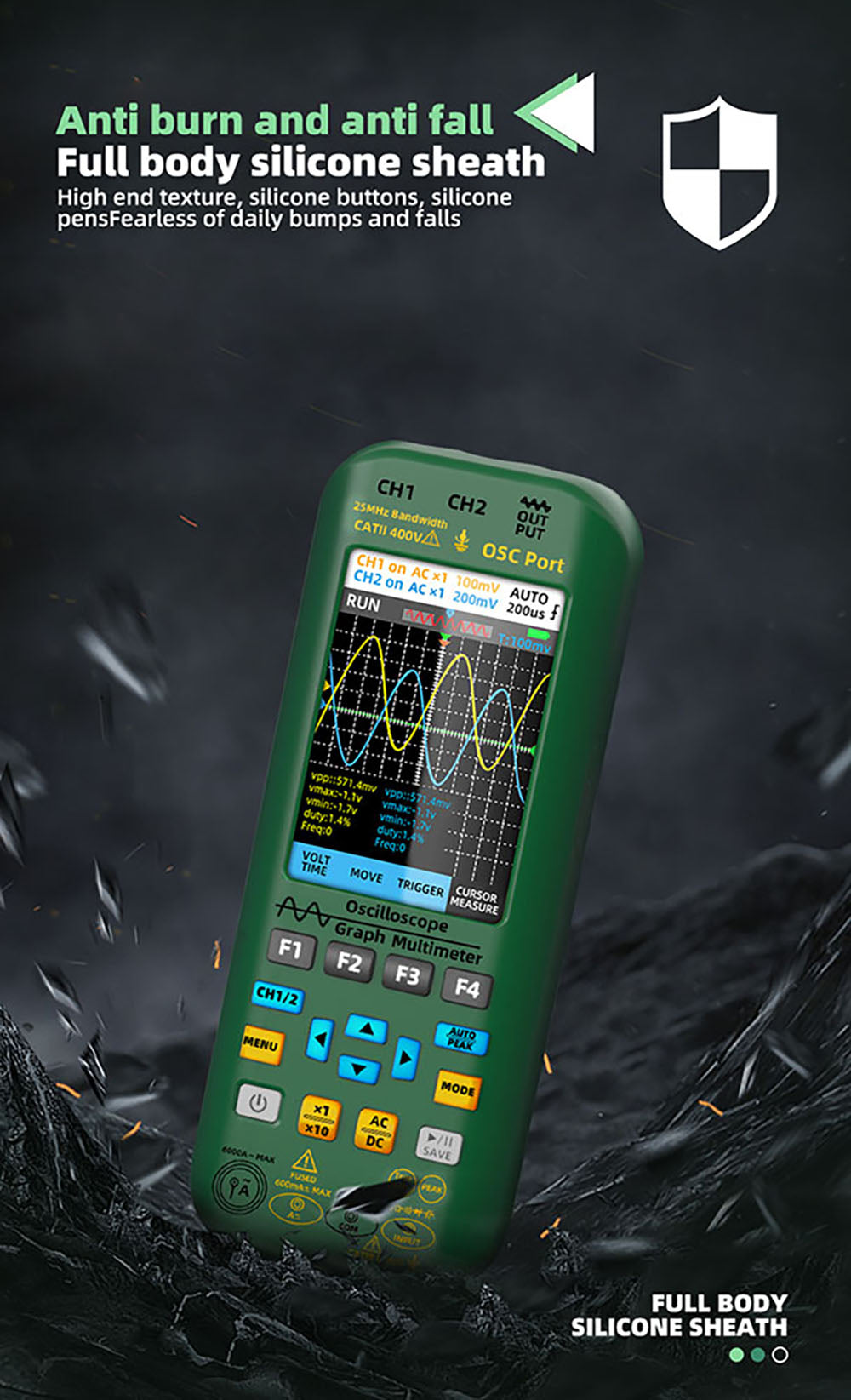 BSIDE O7 3 in 1 Oscilloscope Multimeter, Voltage/Current/Capacitance/Frequency/Resistance/Continuity/Diode Tester, 3.98