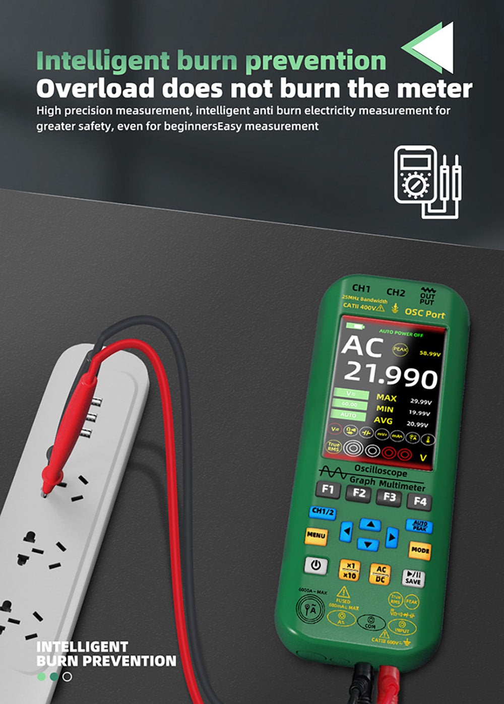 BSIDE O7 3 in 1 Oscilloscope Multimeter, Voltage/Current/Capacitance/Frequency/Resistance/Continuity/Diode Tester, 3.98