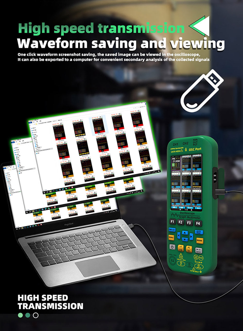 BSIDE O7 3 in 1 Oscilloscope Multimeter, Voltage/Current/Capacitance/Frequency/Resistance/Continuity/Diode Tester, 3.98