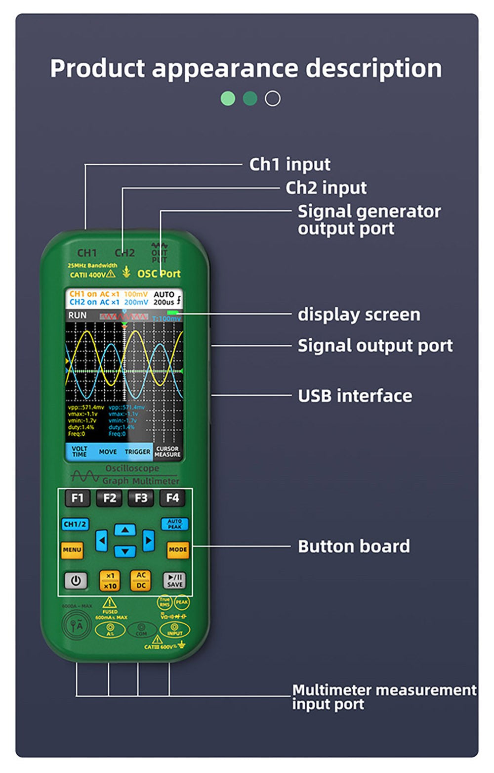 BSIDE O7 3 in 1 Oscilloscope Multimeter, Voltage/Current/Capacitance/Frequency/Resistance/Continuity/Diode Tester, 3.98