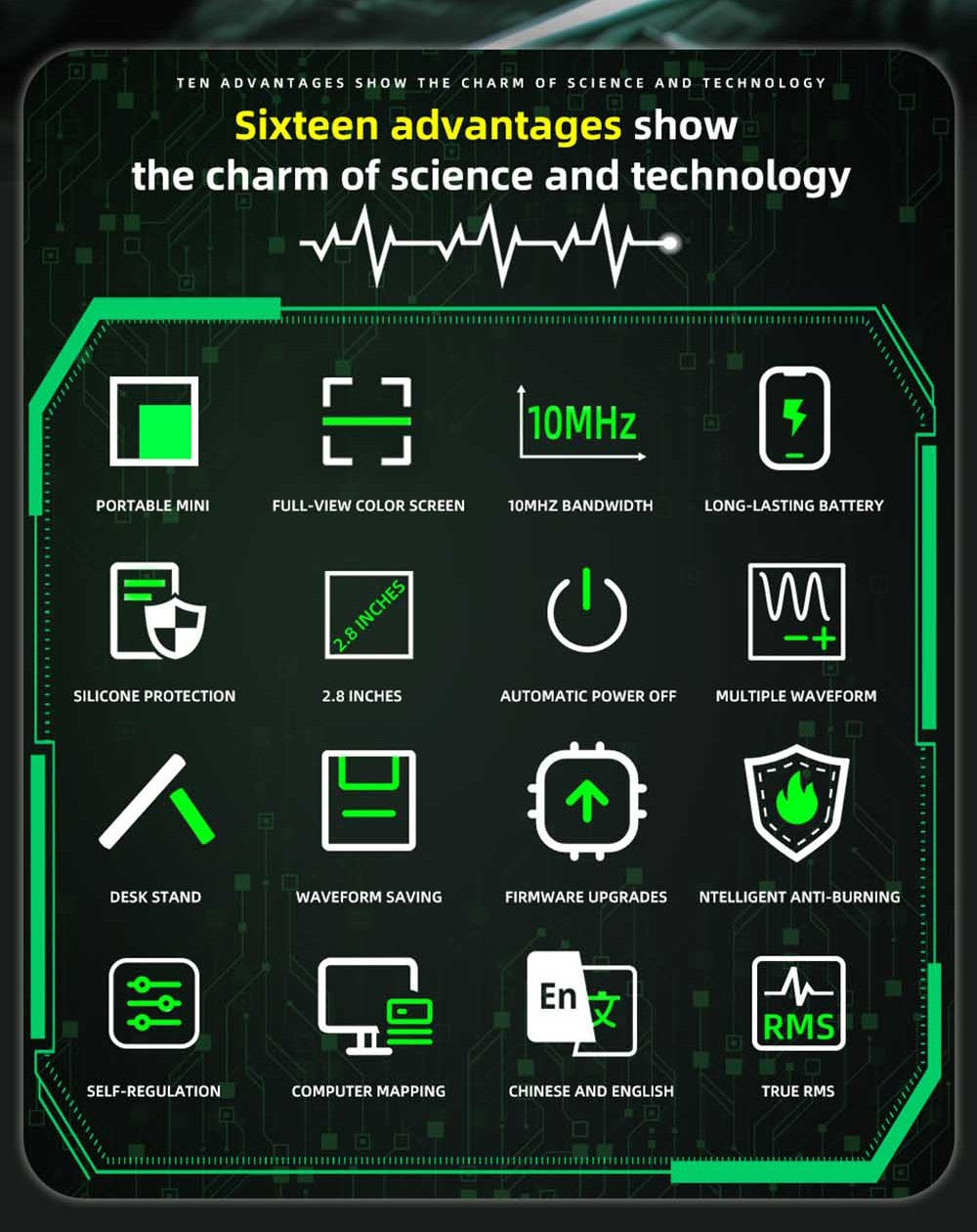 BSIDE OT2 Handheld Digital Oscilloscope Multimeter, 10MHz Bandwidth with 48MSa/s Sampling Rate, 2.8-inch LCD Screen